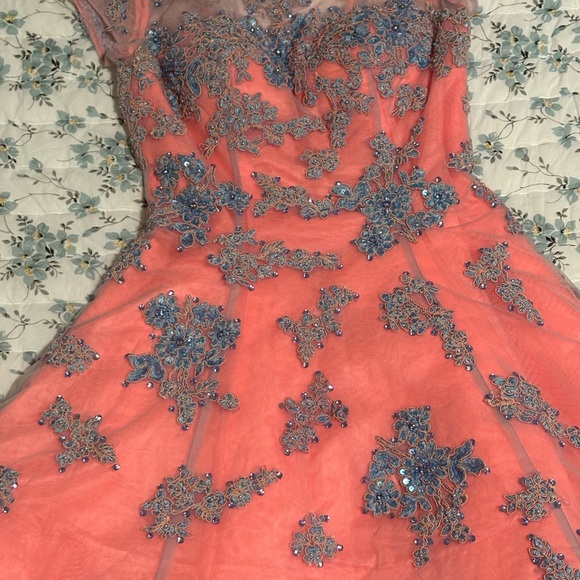 Sherri Hill Sadie Robertson Live Original Coral & Blue Dress - Picture 1 of 3